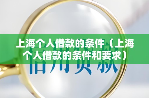 上海个人借款的条件(上海个人借款的条件和要求)